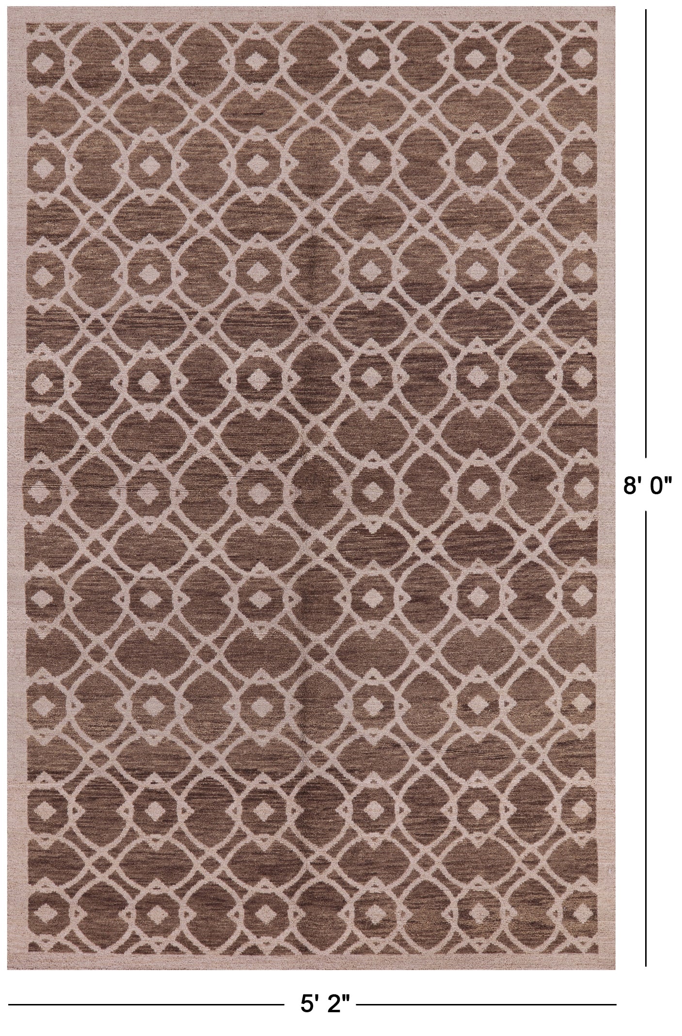 Modern Hand Knotted Wool Area Rug - 5' 2" X 8' 0" - Golden Nile
