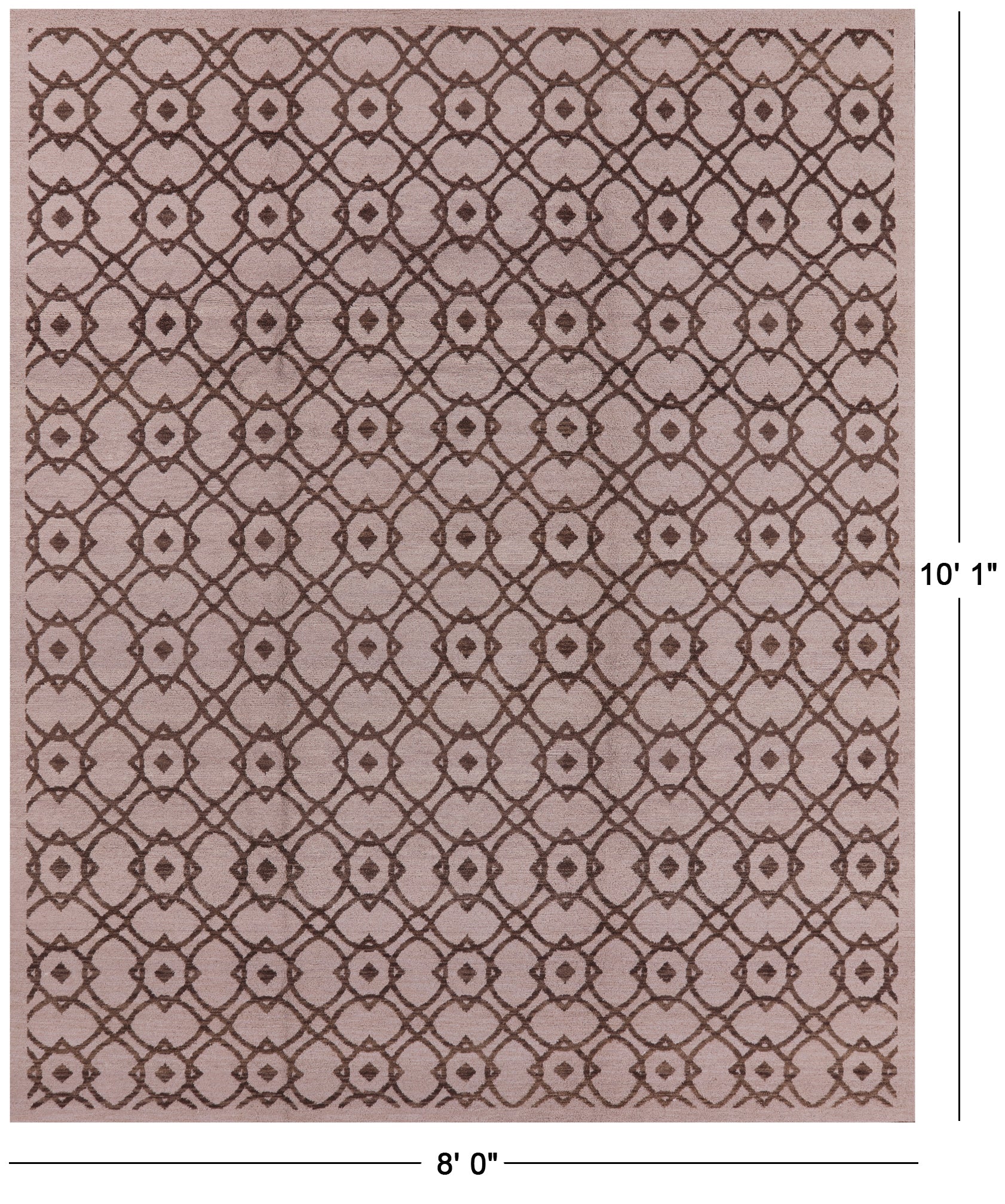 Ivory Modern Hand Knotted Wool Area Rug - 8' 0" X 10' 1" - Golden Nile