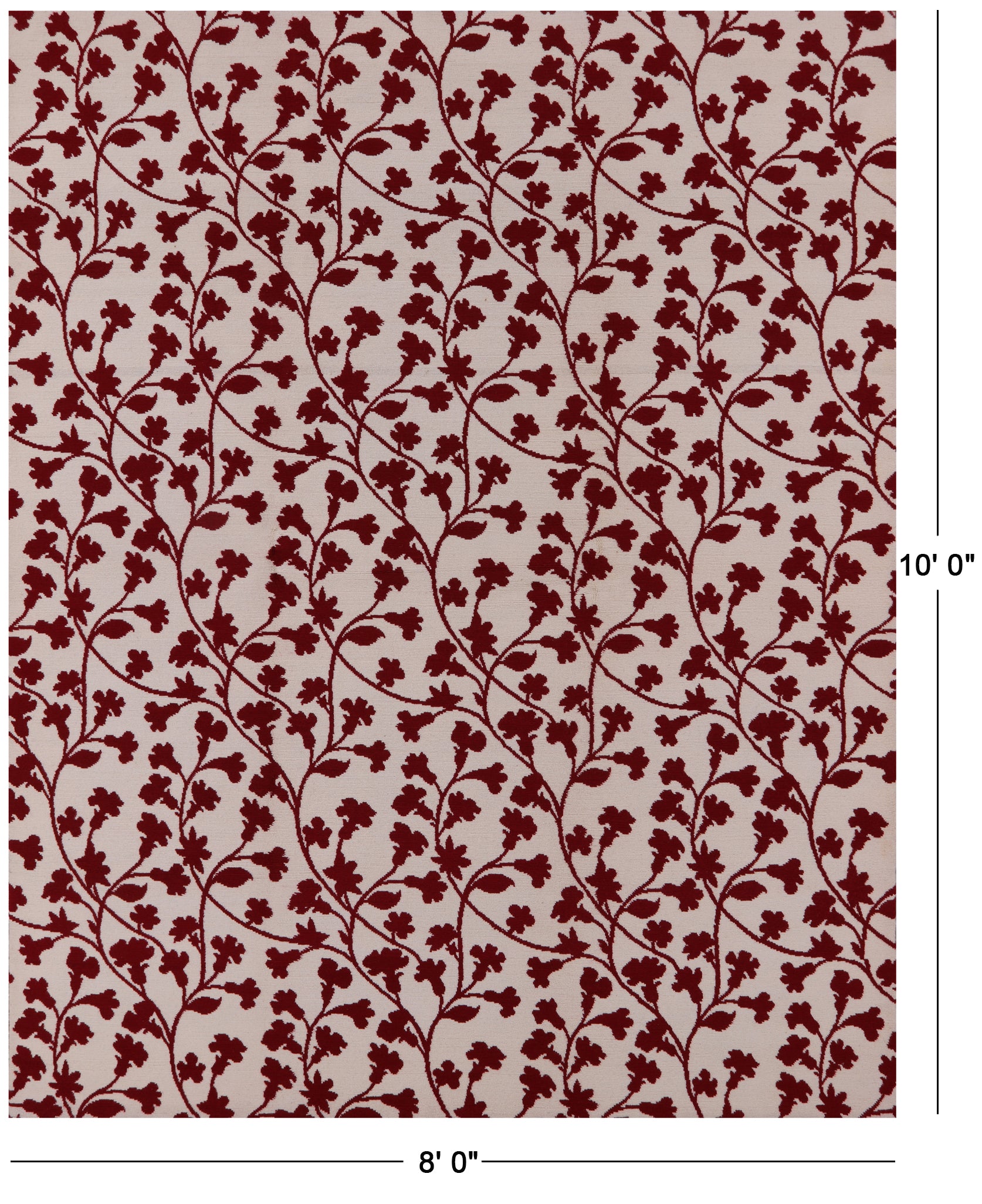 Ivory Floral Modern Hand Knotted Wool Rug - 8' 0" X 10' 0" - Golden Nile