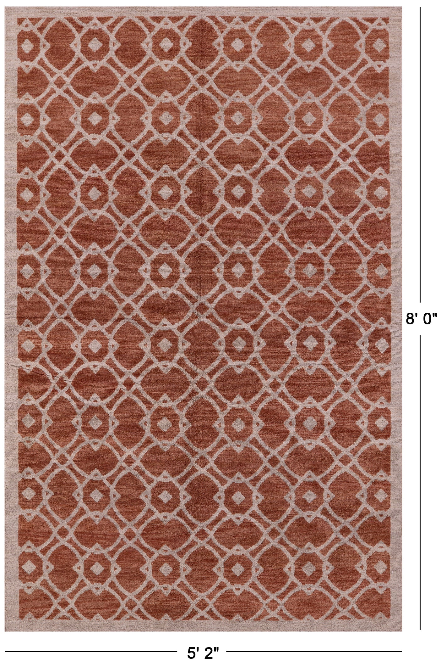 Modern Hand Knotted Wool Rug - 5' 2" X 8' 0" - Golden Nile