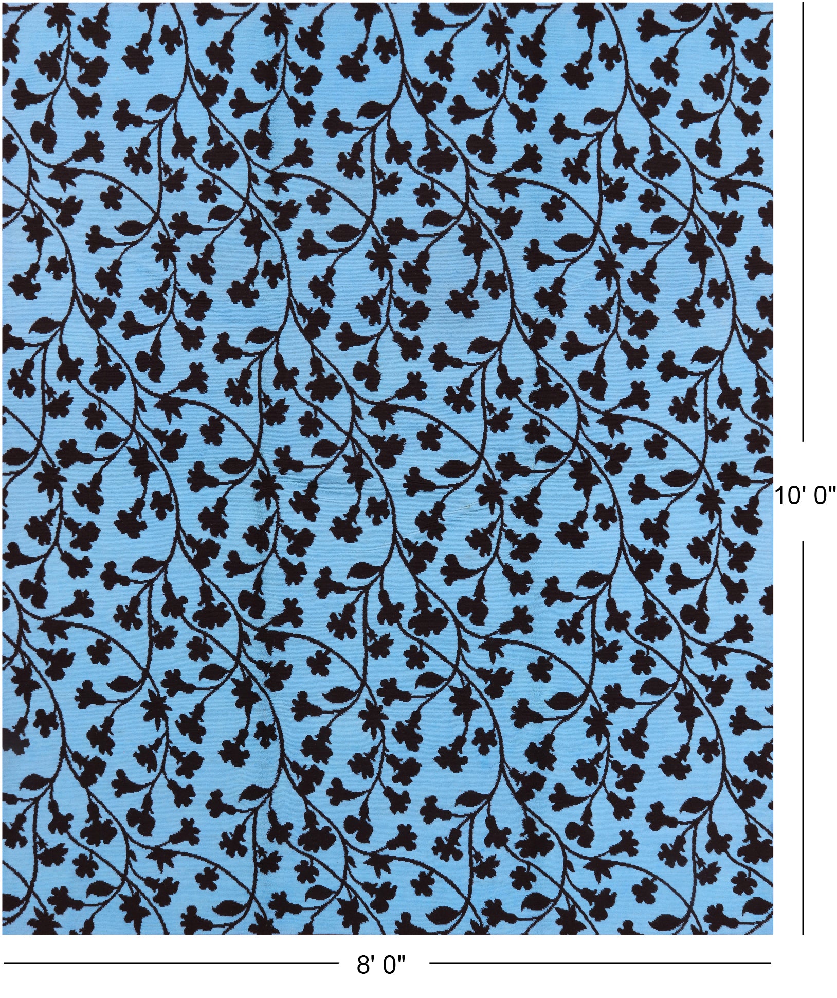 Blue Modern Floral Hand Knotted Area Rug - 8' 0" X 10' 0" - Golden Nile