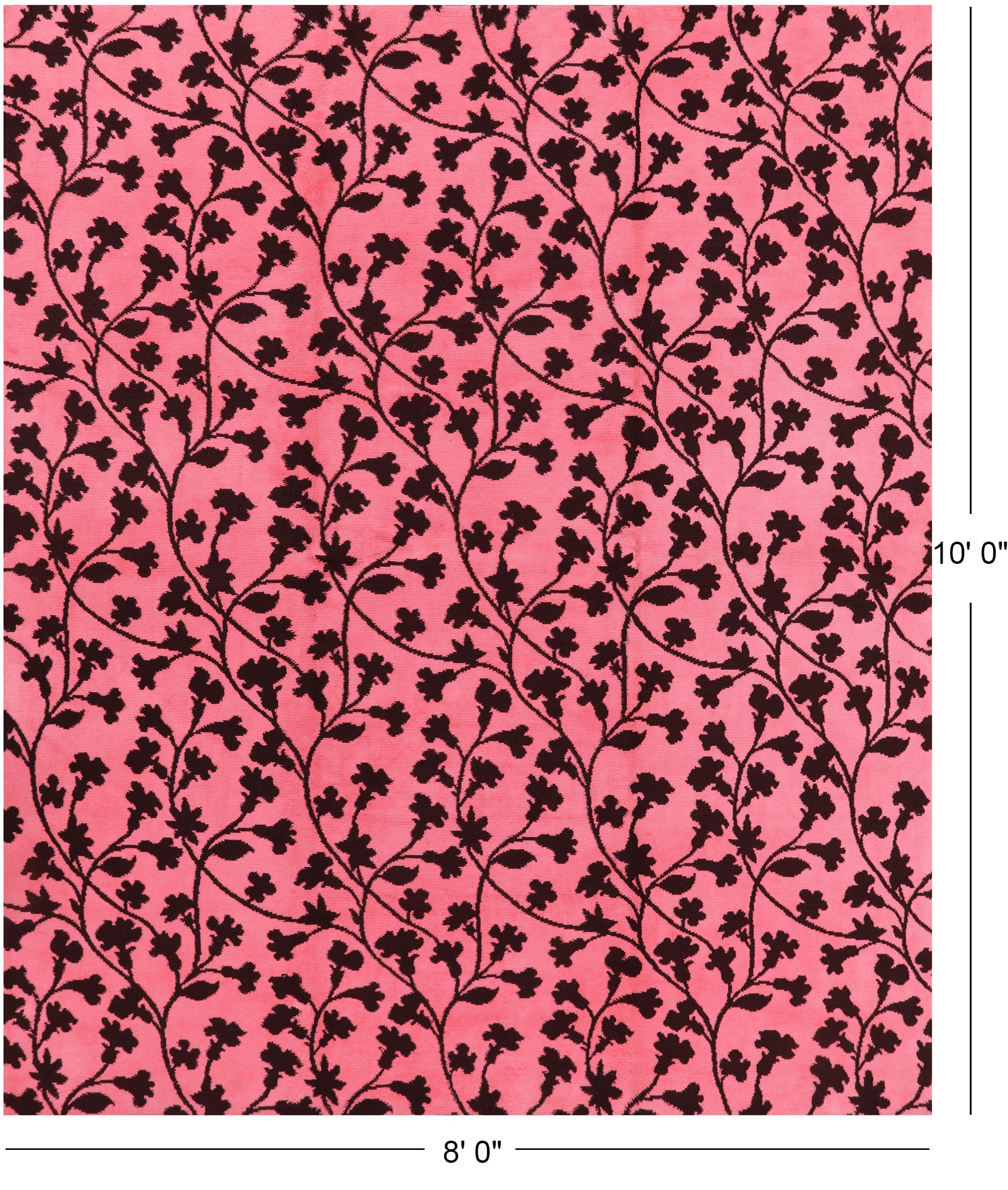 Pink Modern Floral Hand Knotted Area Rug - 8' 0" X 10' 0" - Golden Nile