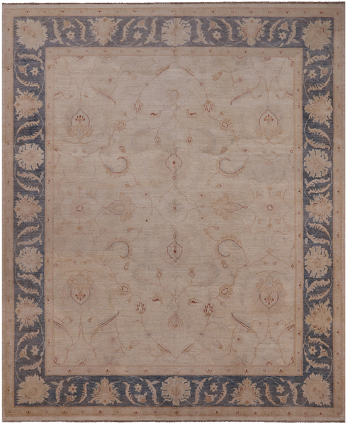 Ivory Peshawar Hand Knotted Wool Rug - 8' 2" X 10' 0"