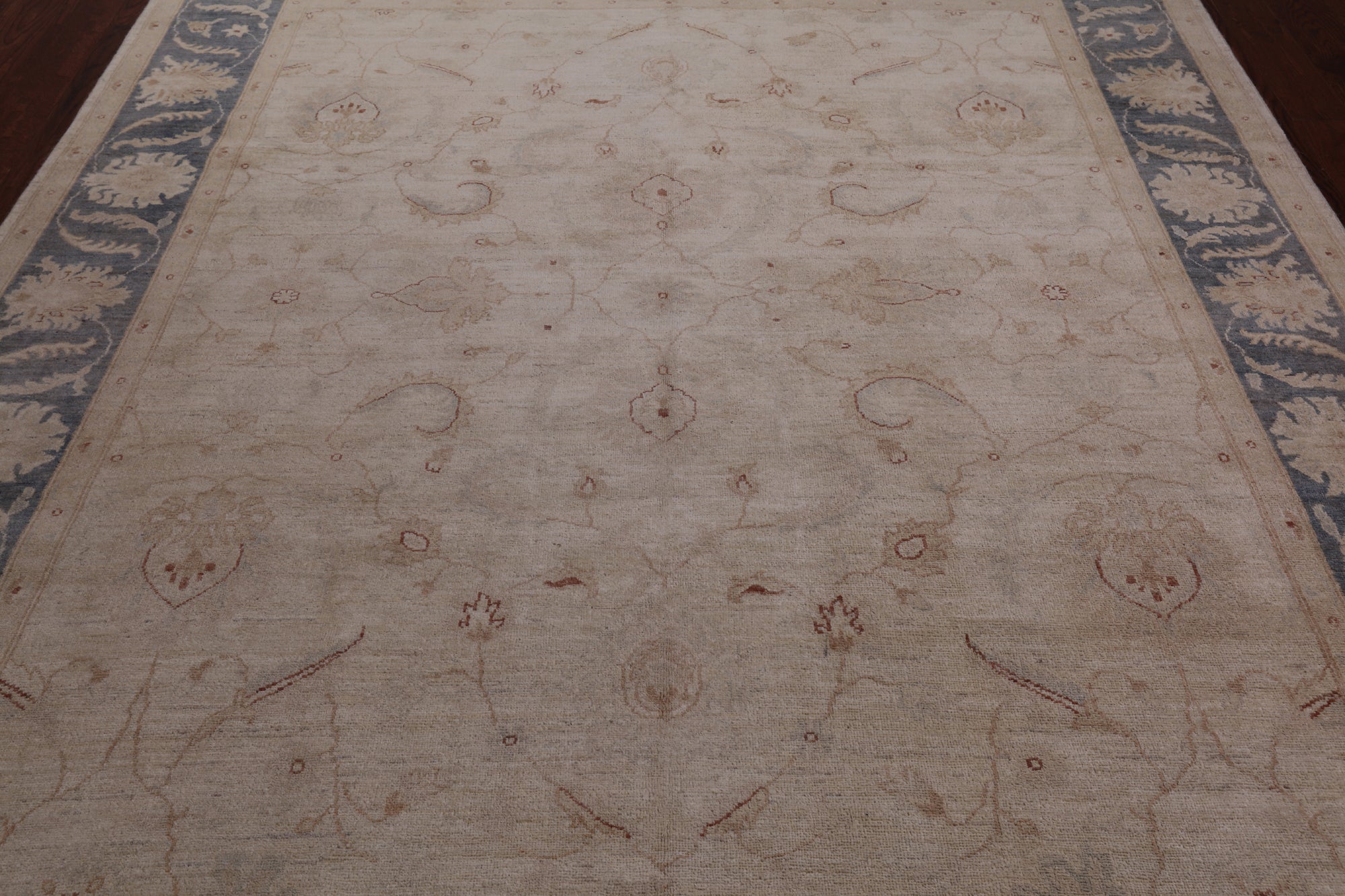 Ivory Peshawar Hand Knotted Wool Rug - 8' 2" X 10' 0"