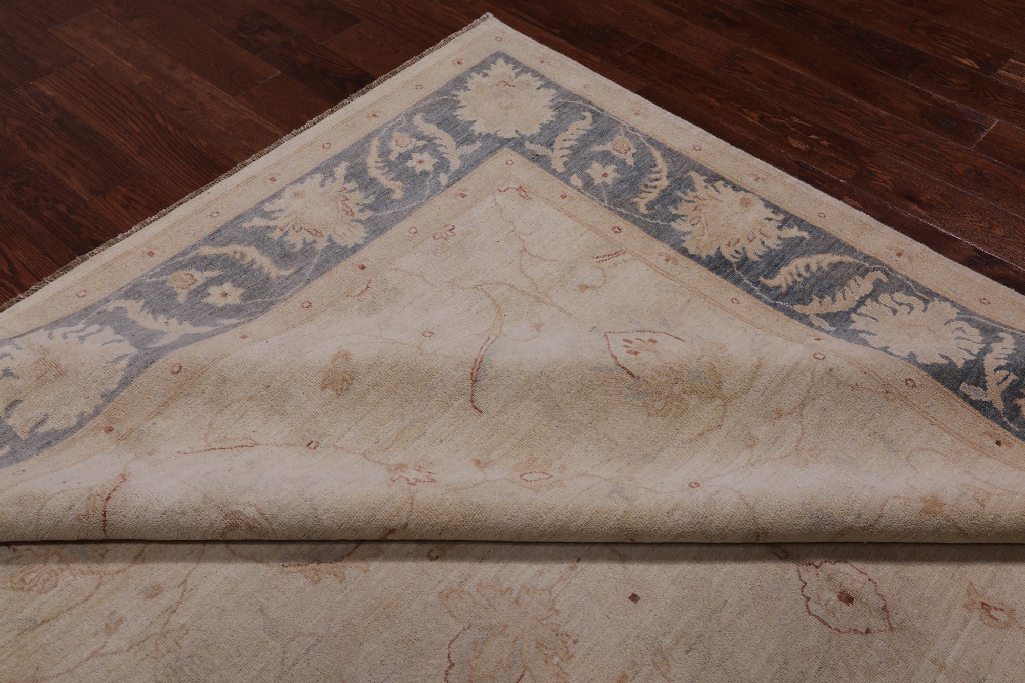 Ivory Peshawar Hand Knotted Wool Rug - 8' 2" X 10' 0"