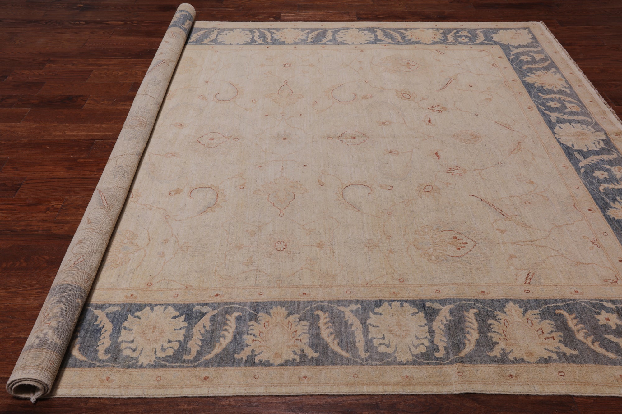 Ivory Peshawar Hand Knotted Wool Rug - 8' 2" X 10' 0"