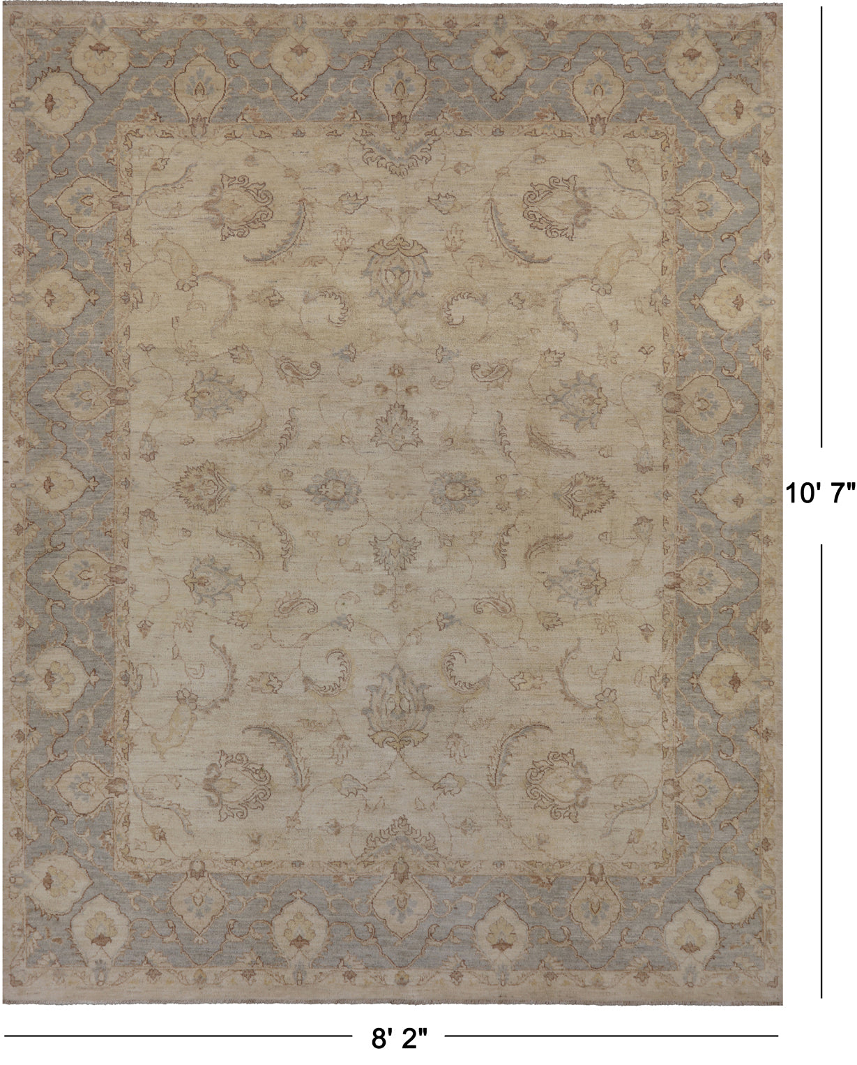 Ivory Peshawar White Wash Area Rug - 8' 2" X 10' 7"