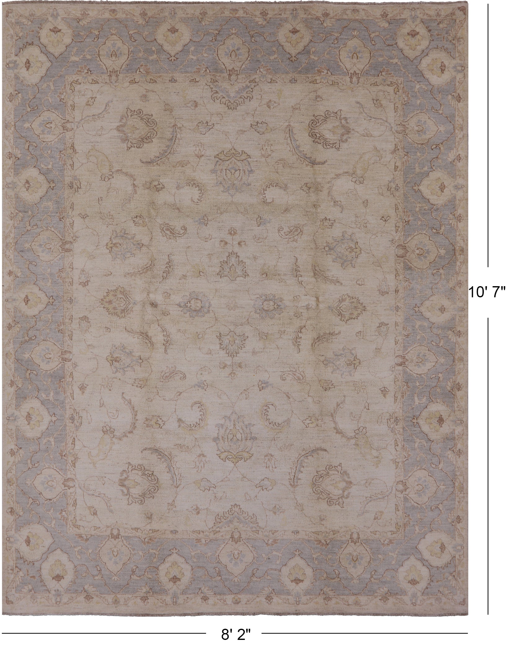 Ivory Peshawar White Wash Area Rug - 8' 2" X 10' 7" - Golden Nile