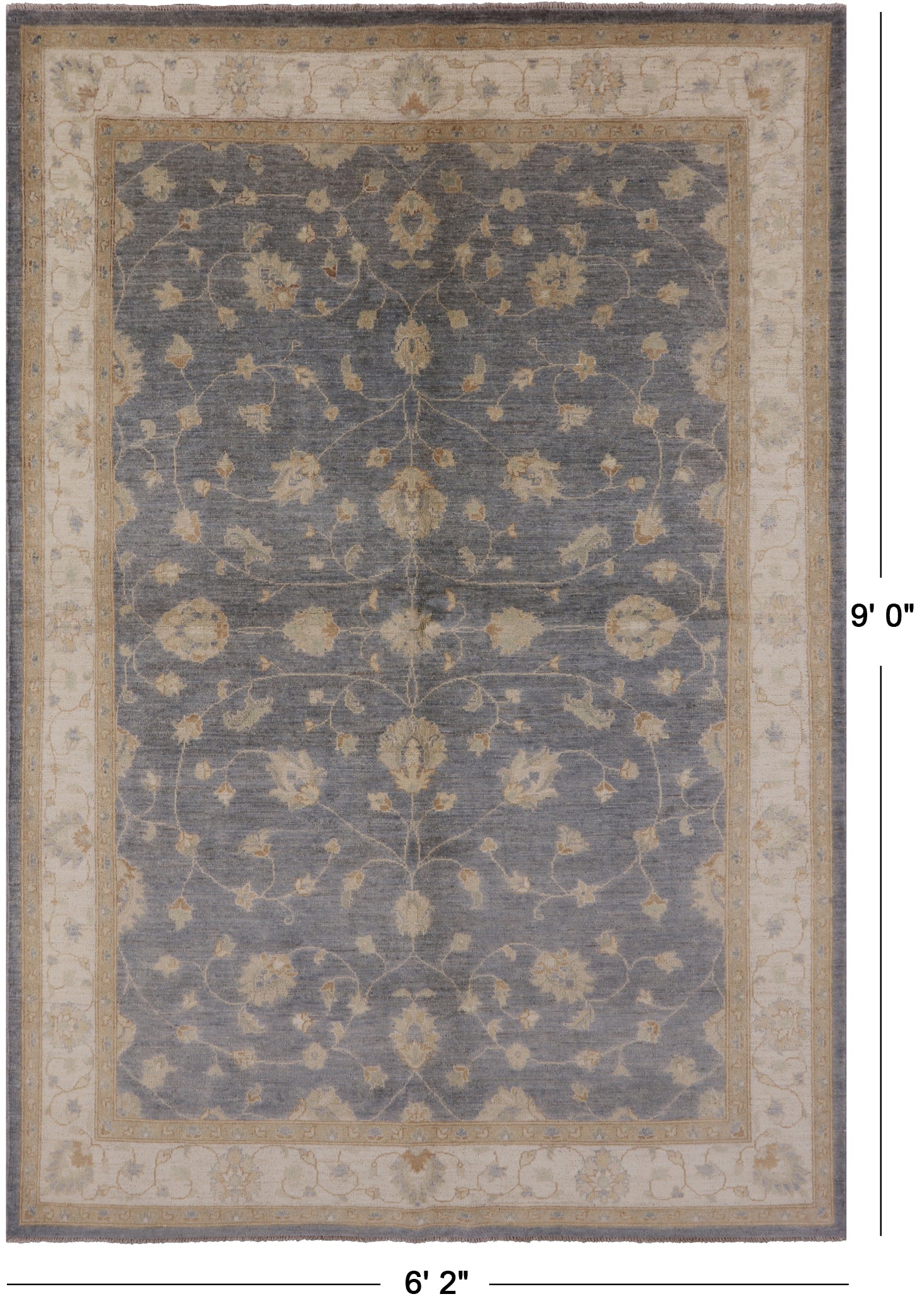 Peshawar Hand Knotted Wool Rug - 6' 2" X 9' 0" - Golden Nile