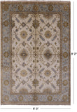 Ivory Turkish Oushak Hand Knotted Wool Rug - 6' 3" X 9' 2" - Golden Nile