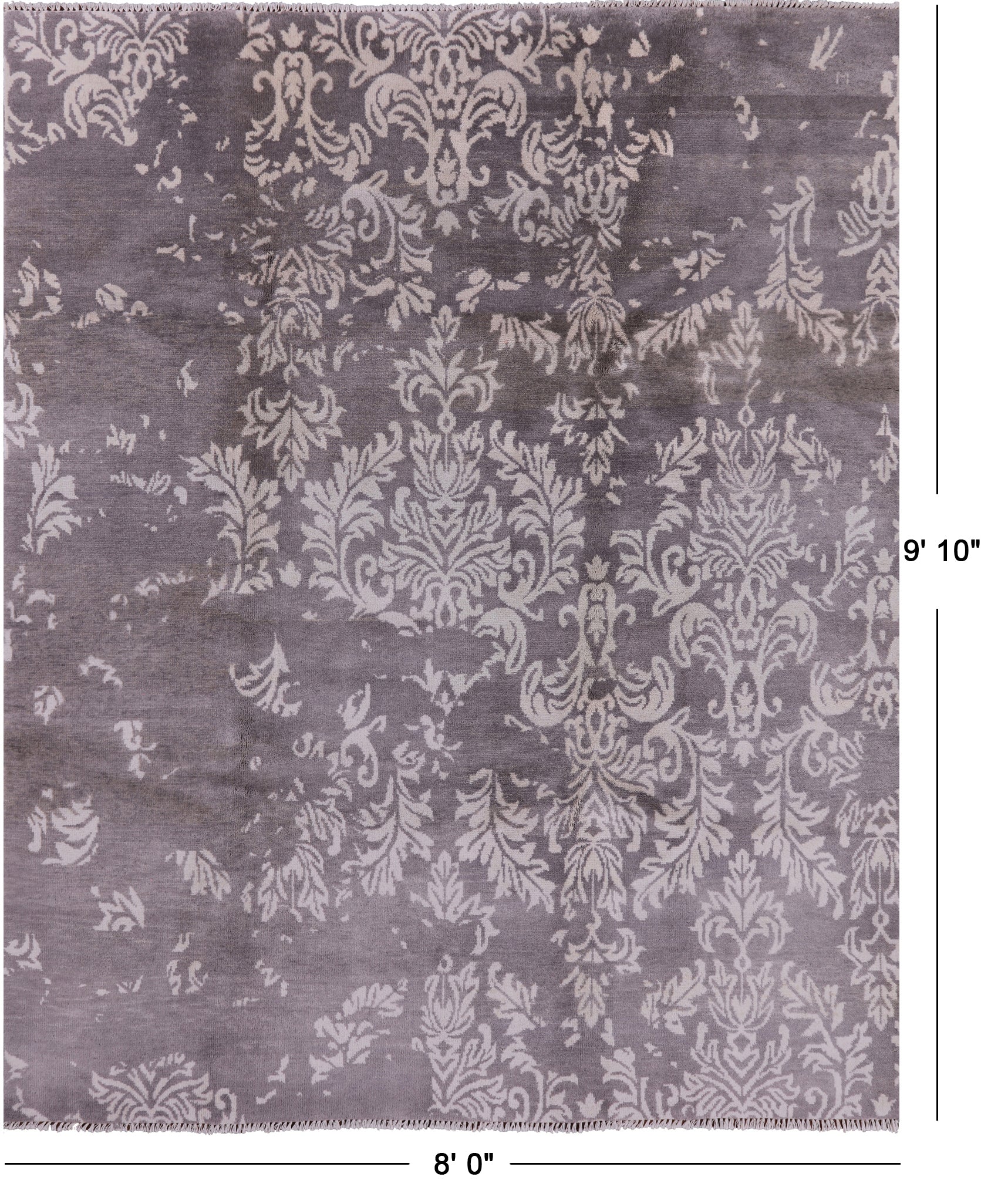 Grey Contemporary Handmade Wool Rug - 8' 0" X 9' 10" - Golden Nile