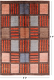 Brown Tribal Gabbeh Hand Knotted Wool Area Rug - 5' 4" X 8' 0" - Golden Nile