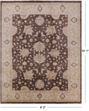Brown Peshawar Hand Knotted Wool Rug - 8' 2" X 10' 1" - Golden Nile
