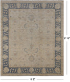 Ivory Peshawar Hand Knotted Wool Rug - 8' 5" X 9' 10"