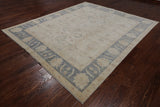 Ivory Peshawar Hand Knotted Wool Rug - 8' 5" X 9' 10"