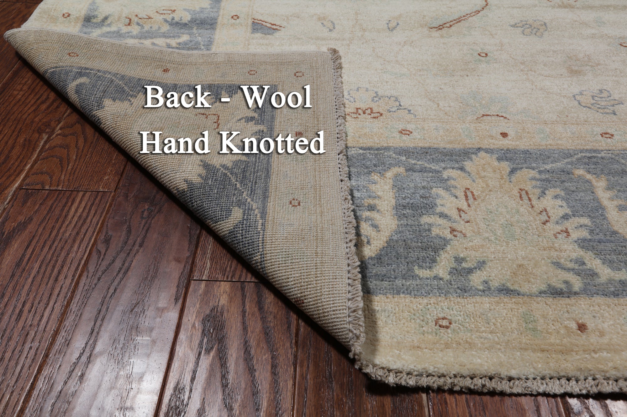 Ivory Peshawar Hand Knotted Wool Rug - 8' 5" X 9' 10"