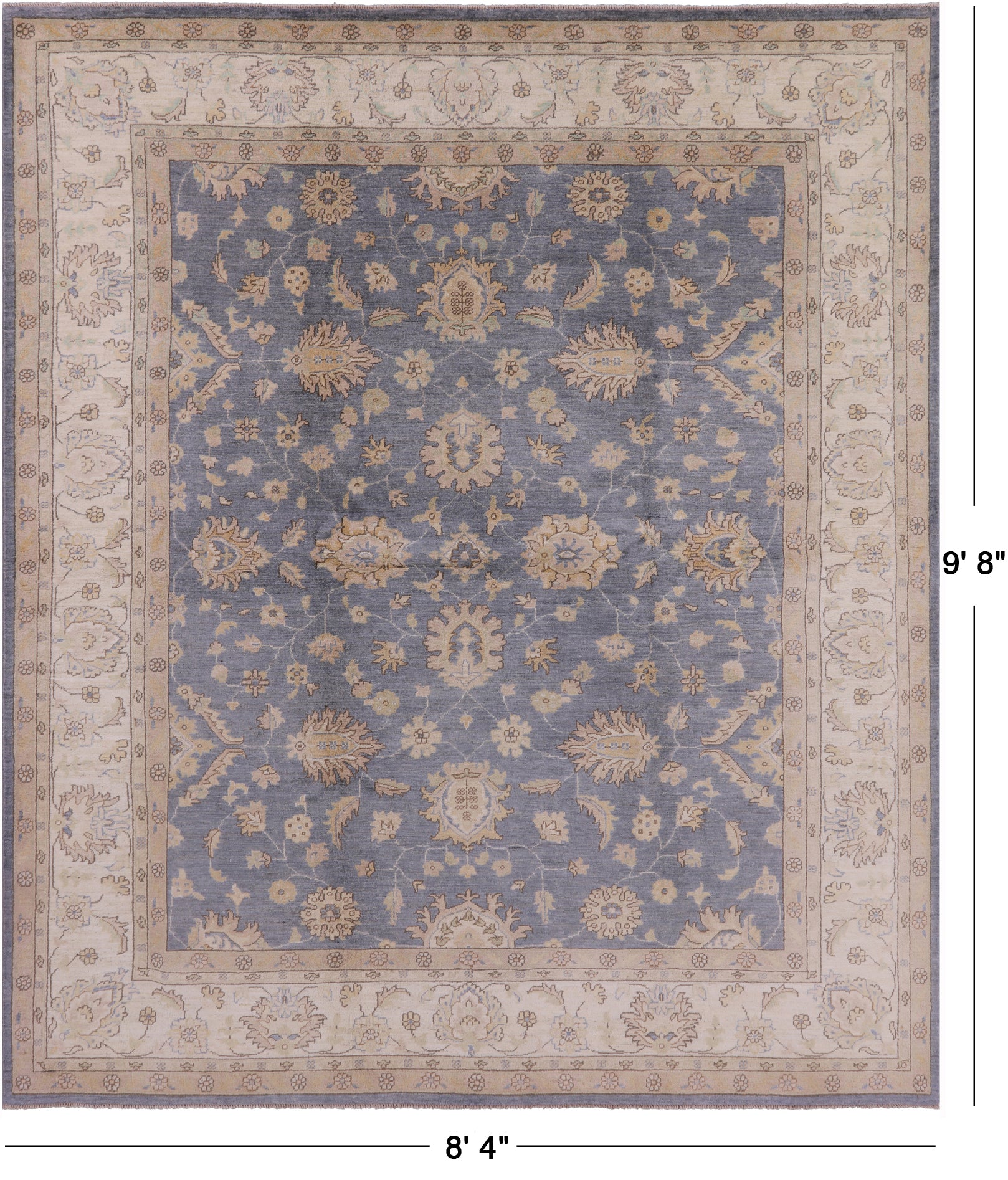 Peshawar Hand Knotted Wool Rug - 8' 4" X 9' 8" - Golden Nile