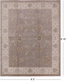 Grey Peshawar Handmade Wool Rug - 8' 2" X 9' 10" - Golden Nile
