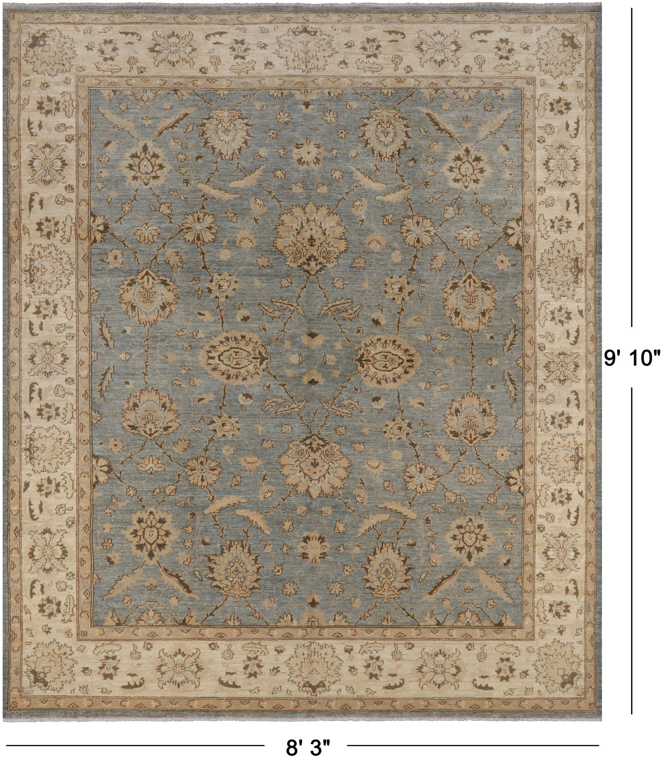 Chobi Peshawar Hand Knotted Wool Area Rug - 8' 3" X 9' 10"