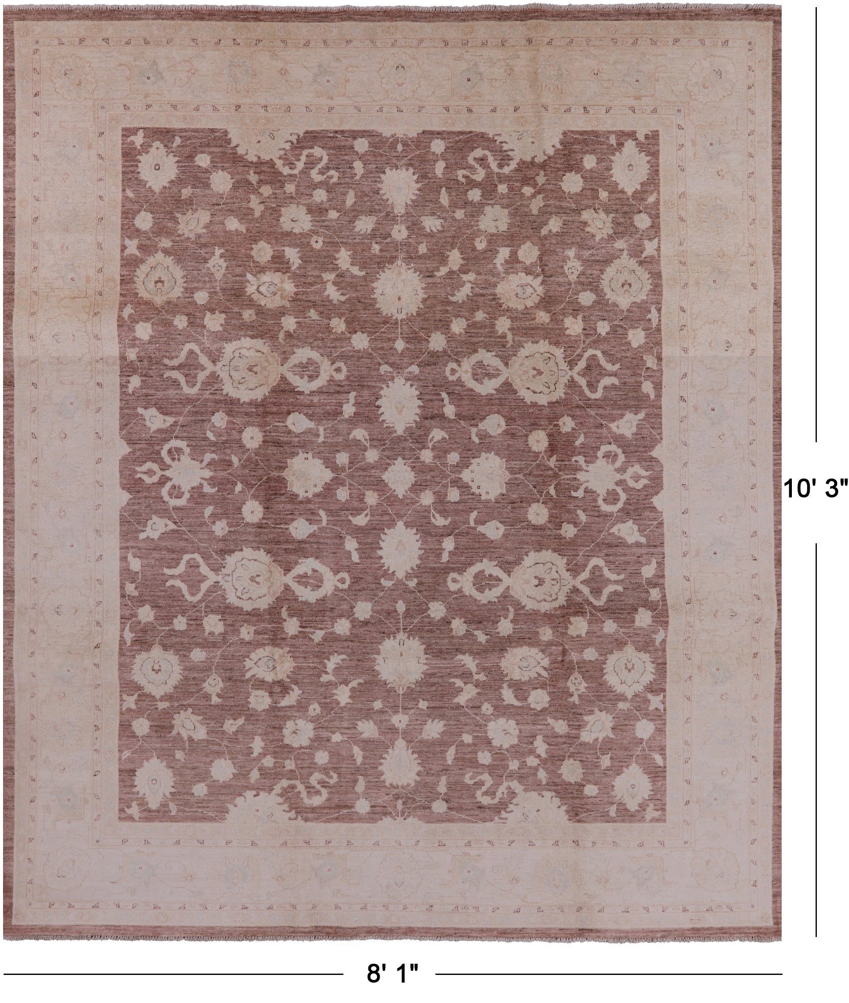 Chobi Peshawar Hand Knotted Wool Area Rug - 8' 1" X 10' 3" - Golden Nile