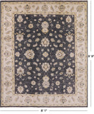 Grey Chobi Peshawar Hand Knotted Wool Rug - 8' 1" X 9' 9" - Golden Nile