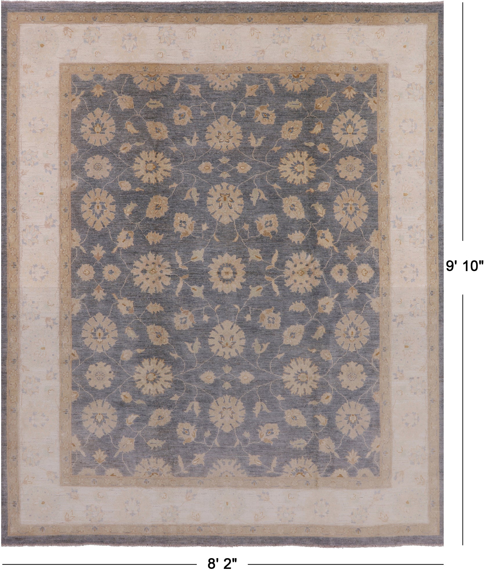 Peshawar Hand Knotted Wool Rug - 8' 2" X 9' 10" - Golden Nile