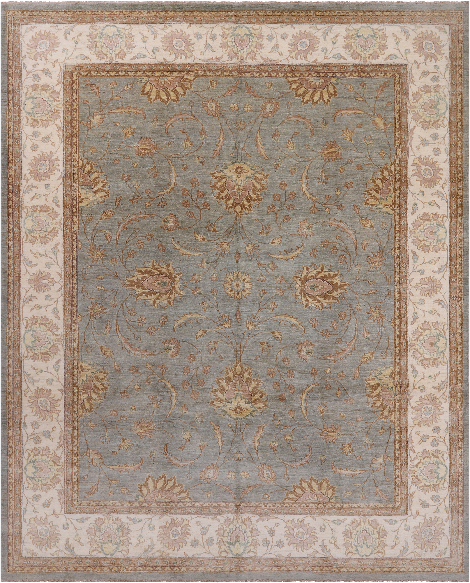 Chobi Peshawar Hand Knotted Wool Rug - 8' 1" X 10' 1"