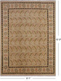 Ivory William Morris Handmade Wool Area Rug - 9' 1" X 12' 2" - Golden Nile