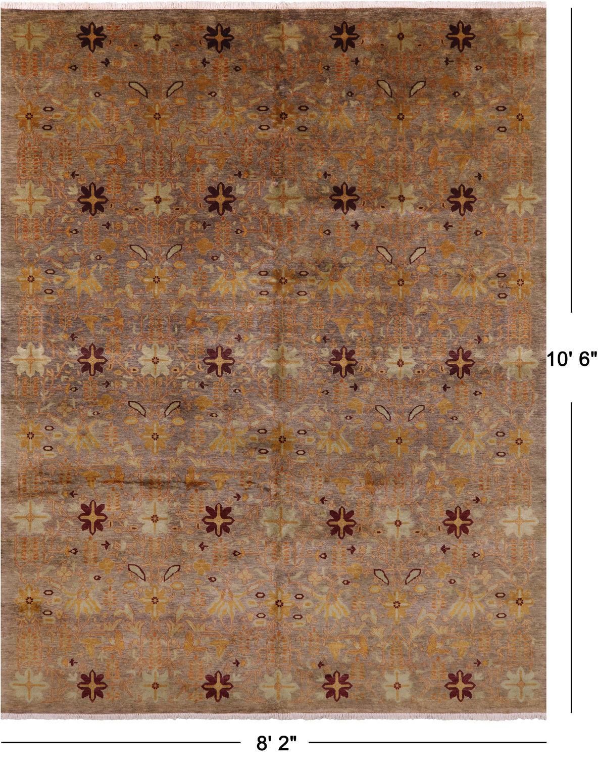 Peshawar Handmade Wool Area Rug - 8' 2" X 10' 6" - Golden Nile