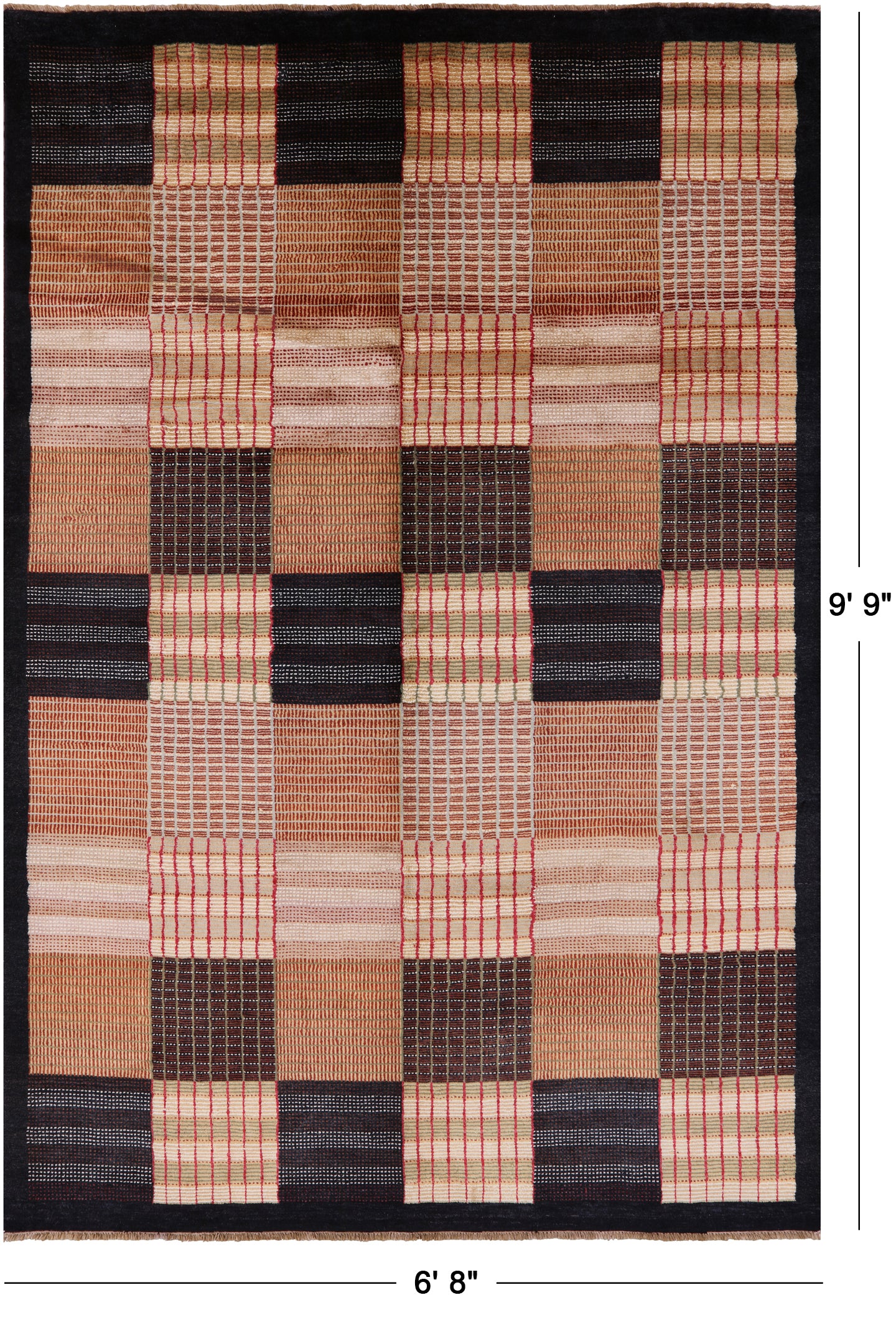 Persian Gabbeh Handmade Wool Area Rug - 6' 8" X 9' 9" - Golden Nile