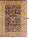 Brown Chobi Peshawar Hand Knotted Rug - 9' 1" X 12' 3" - Golden Nile