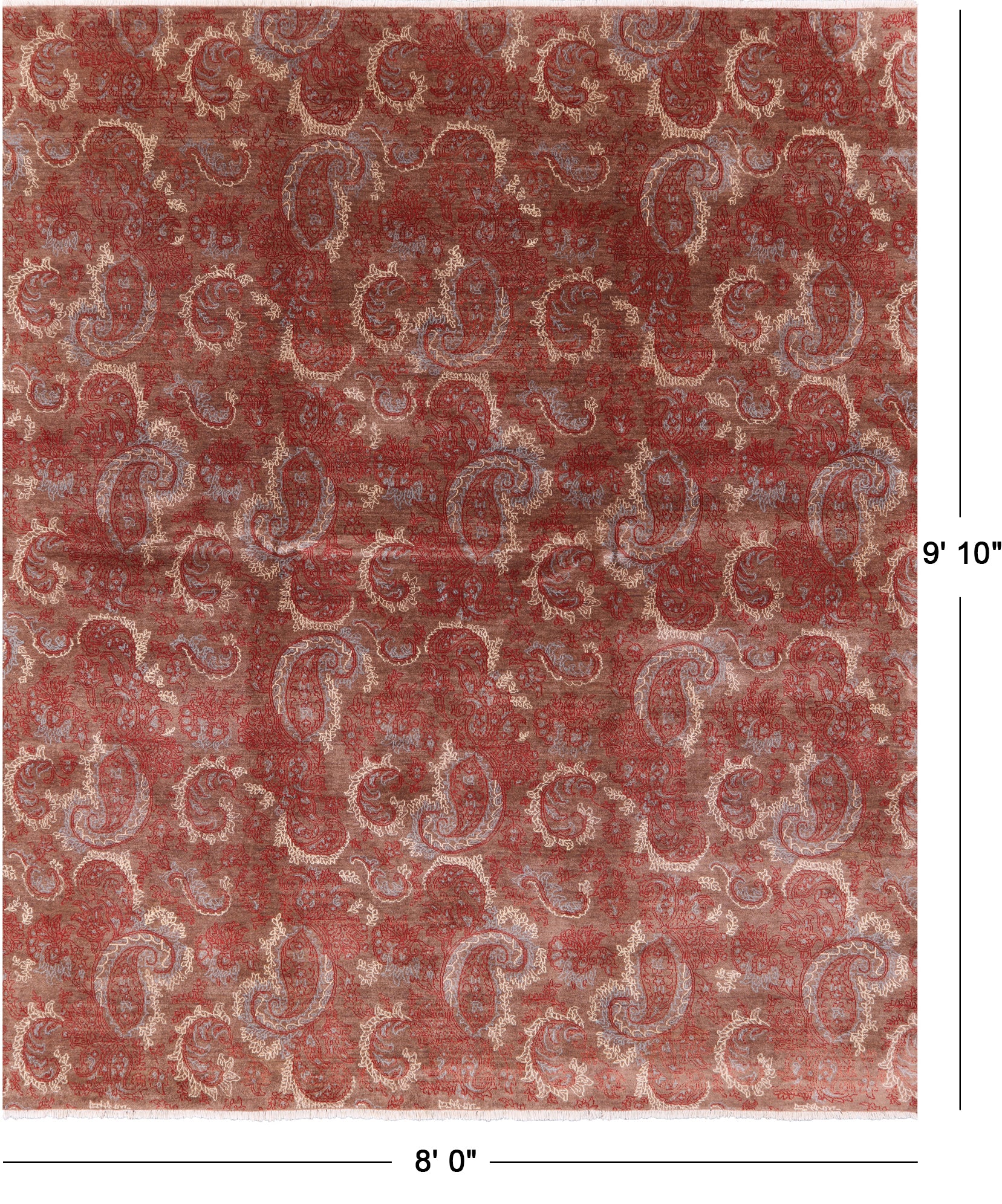 William Morris Hand Knotted Wool & Silk Rug - 8' 0" X 9' 10" - Golden Nile