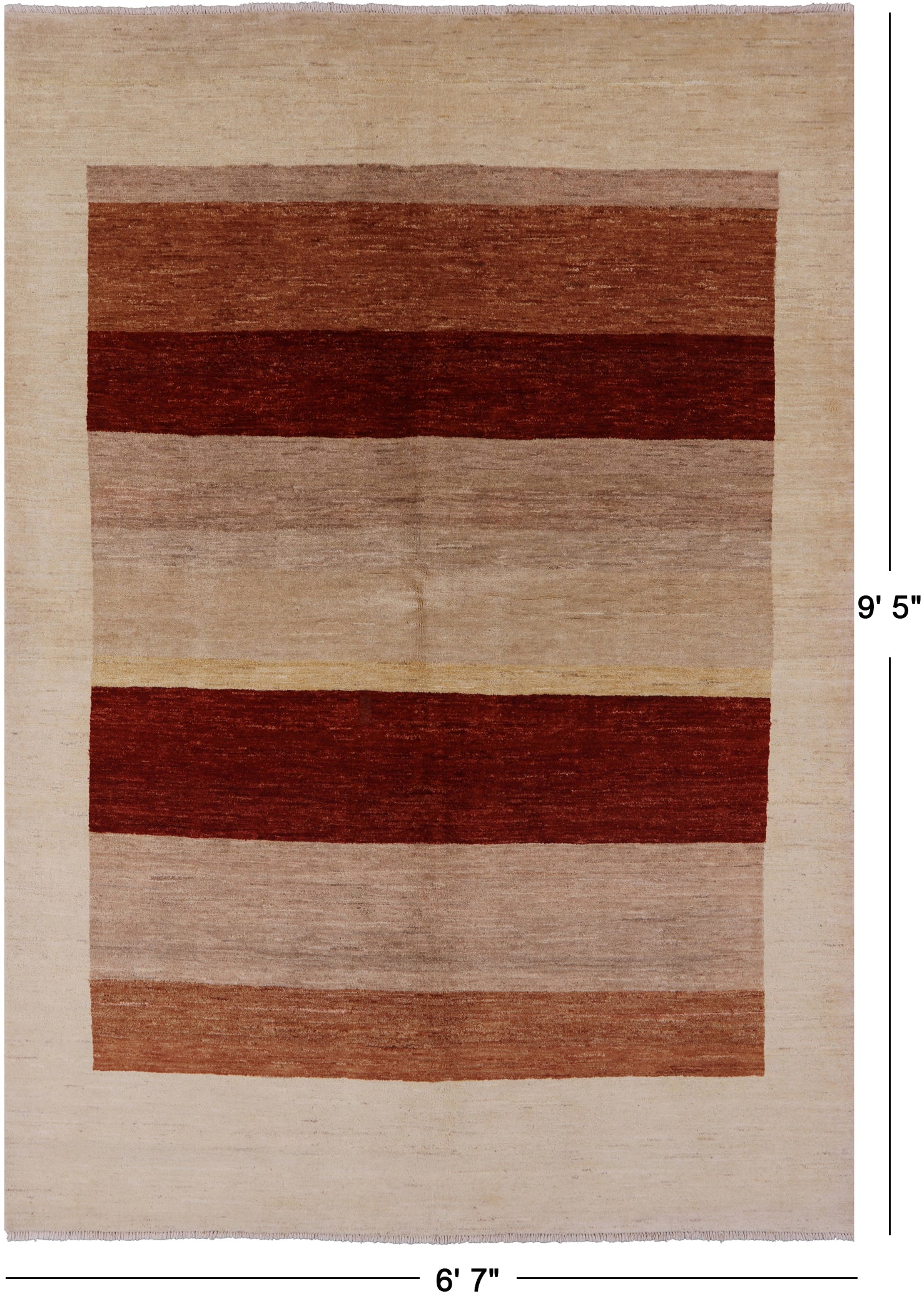 Persian Gabbeh Handmade Wool Rug - 6' 7" X 9' 5" - Golden Nile