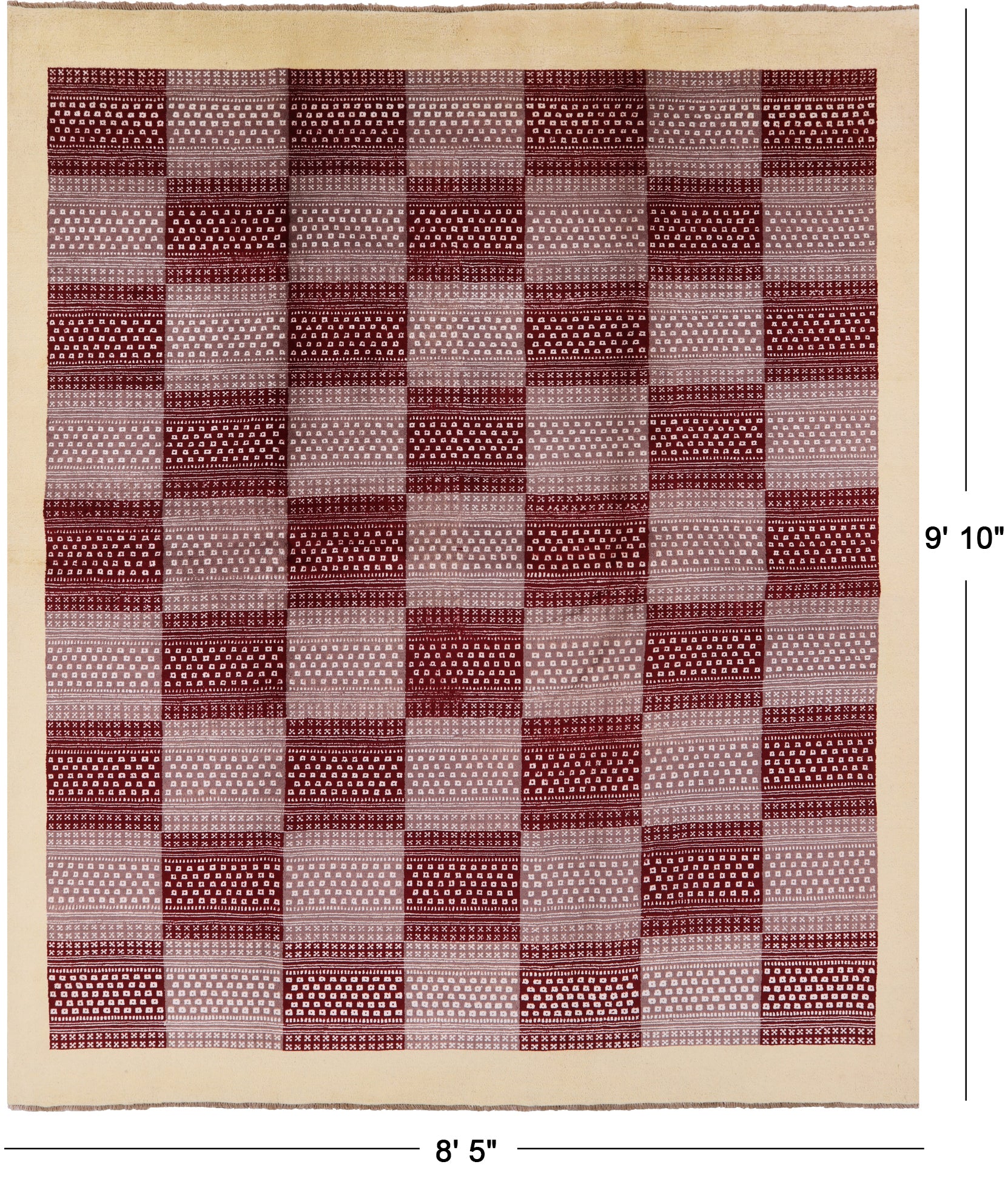 Persian Gabbeh Hand Knotted Wool Rug - 8' 5" X 9' 10" - Golden Nile