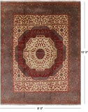 Geometric Persian Mamluk Hand Knotted Wool Rug - 8' 0" X 10' 0'' - Golden Nile