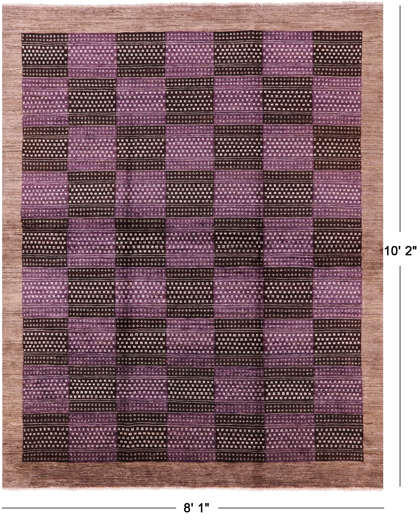 Double Knotted Persian Gabbeh Handmade Wool Rug - 8' 1" X 10' 2" - Golden Nile