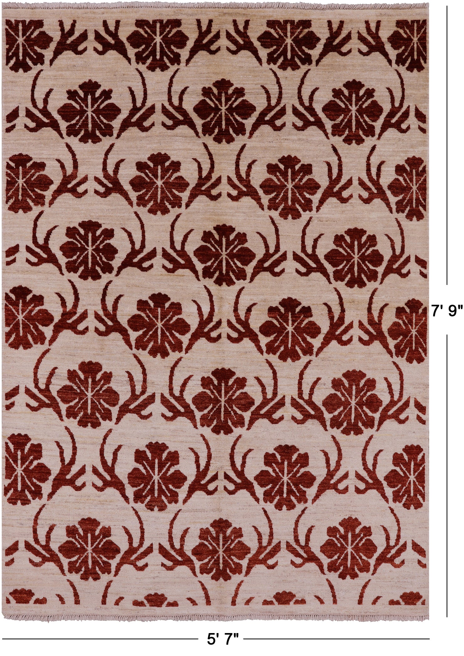 Ivory Tribal Gabbeh Handmade Rug - 5' 7" X 7' 9" - Golden Nile