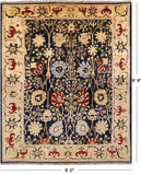 Signed Peshawar Hand Knotted Wool Rug - 8' 0" X 9' 9" - Golden Nile