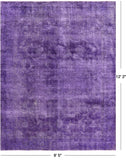 Purple Persian Overdyed Hand Knotted Wool Rug - 9' 5" X 12' 2" - Golden Nile