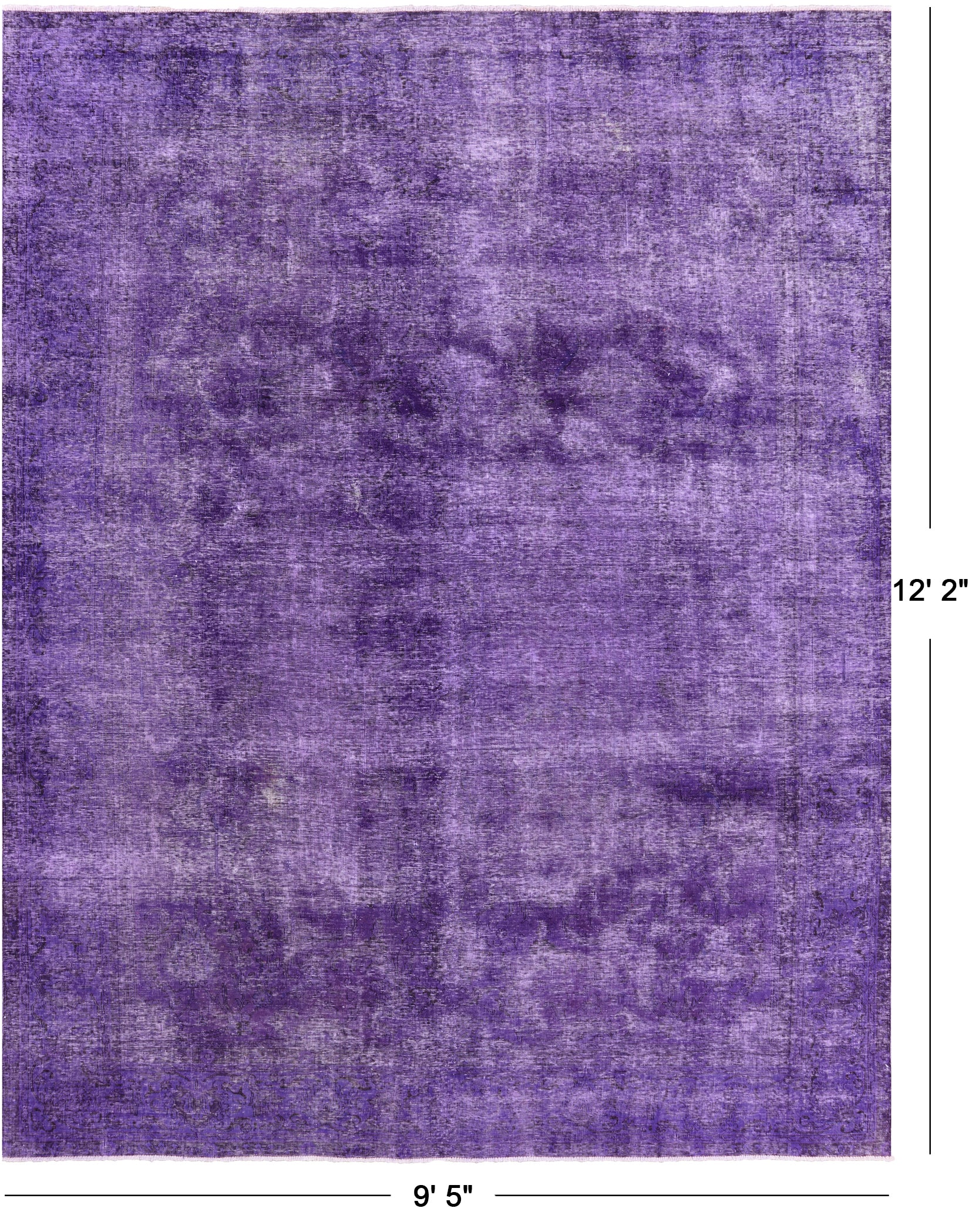 Purple Persian Overdyed Hand Knotted Wool Rug - 9' 5" X 12' 2" - Golden Nile