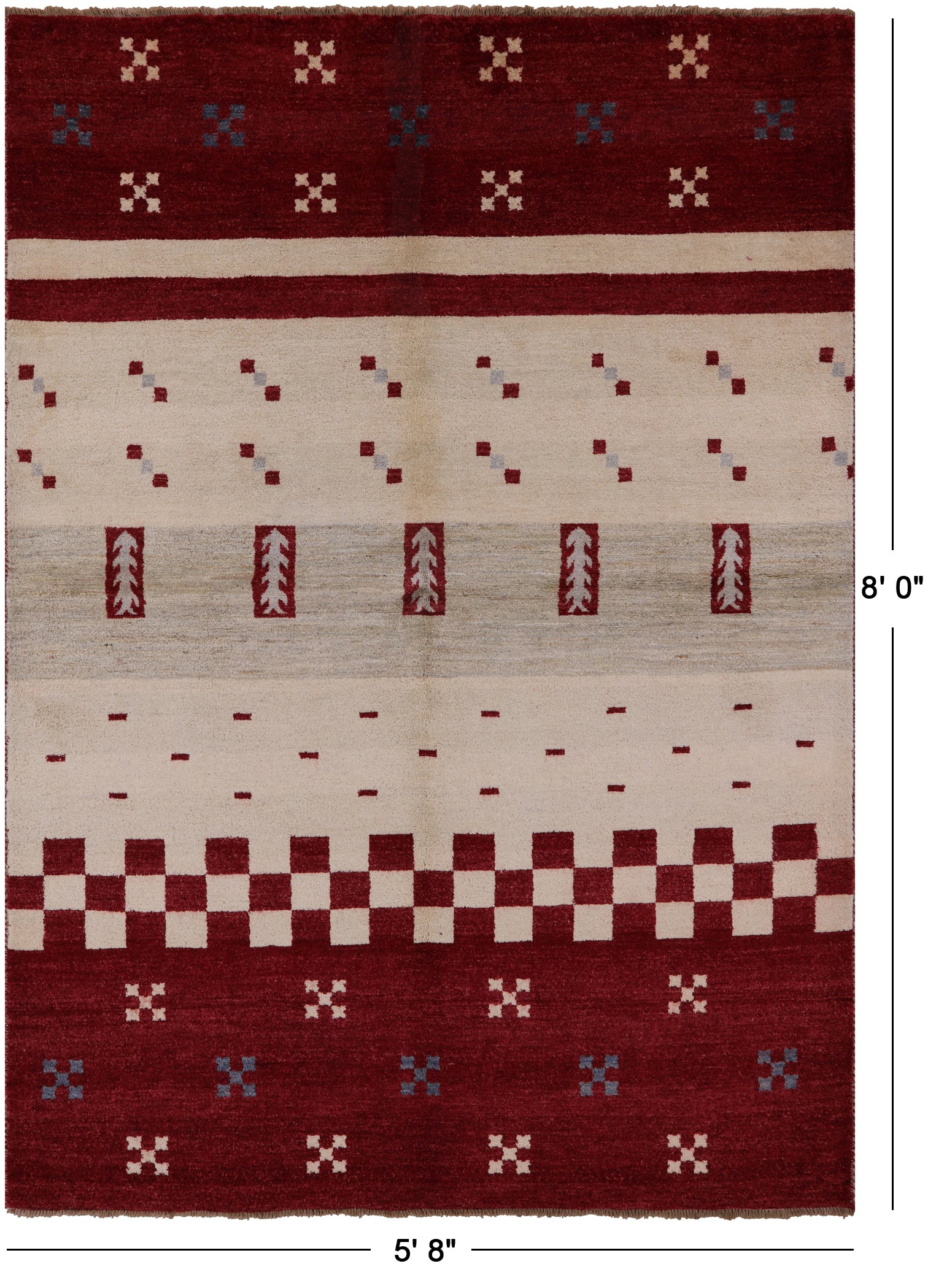 Persian Gabbeh Handmade Wool Rug - 5' 8" X 8' 0" - Golden Nile