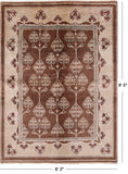 Brown Chobi Peshawar Hand-Knotted Rug - 6' 2" X 8' 5" - Golden Nile