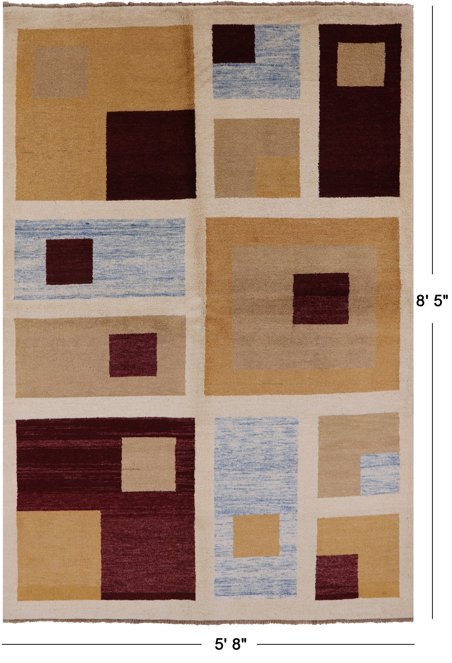 Persian Gabbeh Handmade Wool Rug - 5' 8" X 8' 5" - Golden Nile