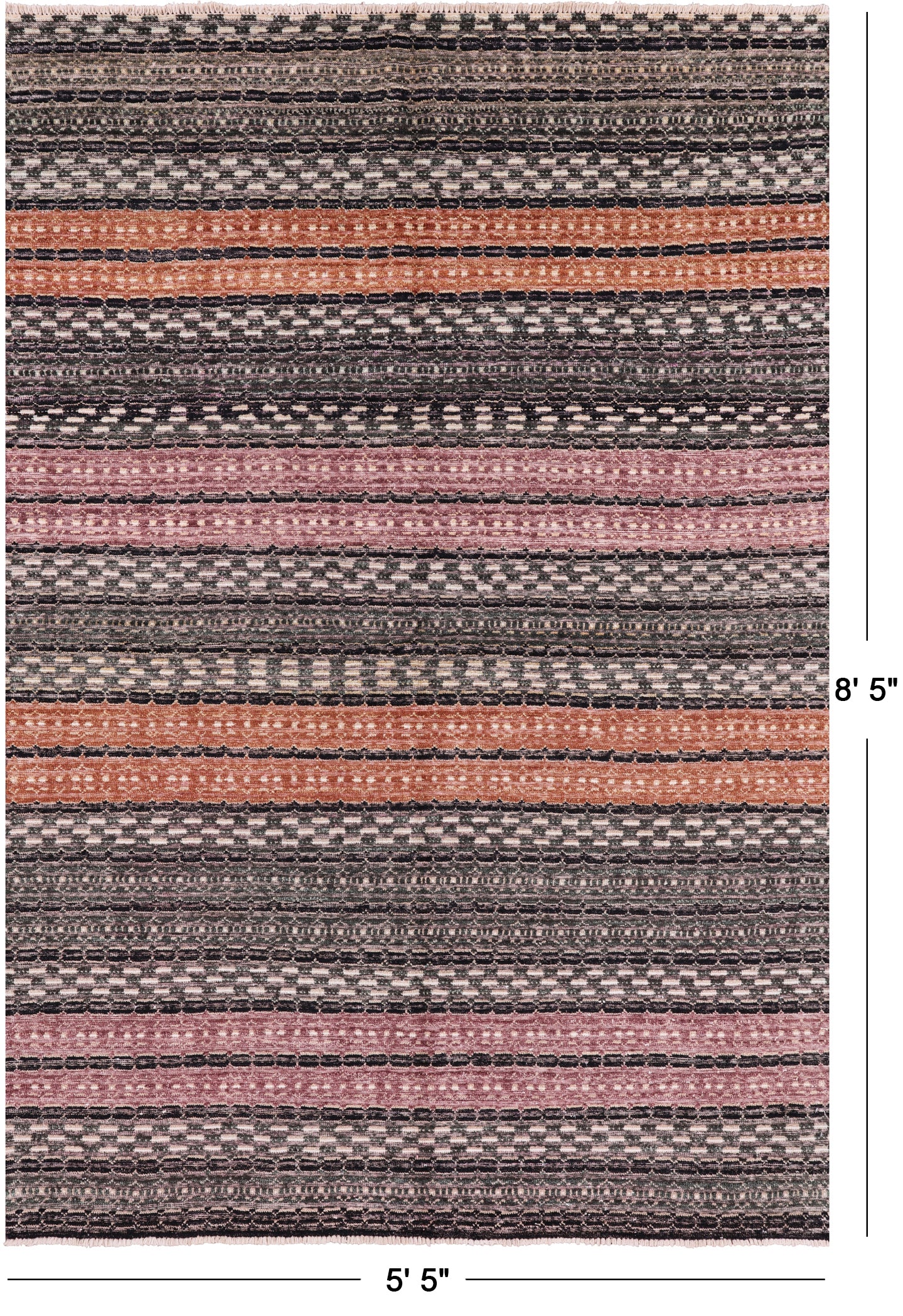 Tribal Gabbeh Hand Knotted Wool Rug - 5' 5" X 8' 5" - Golden Nile