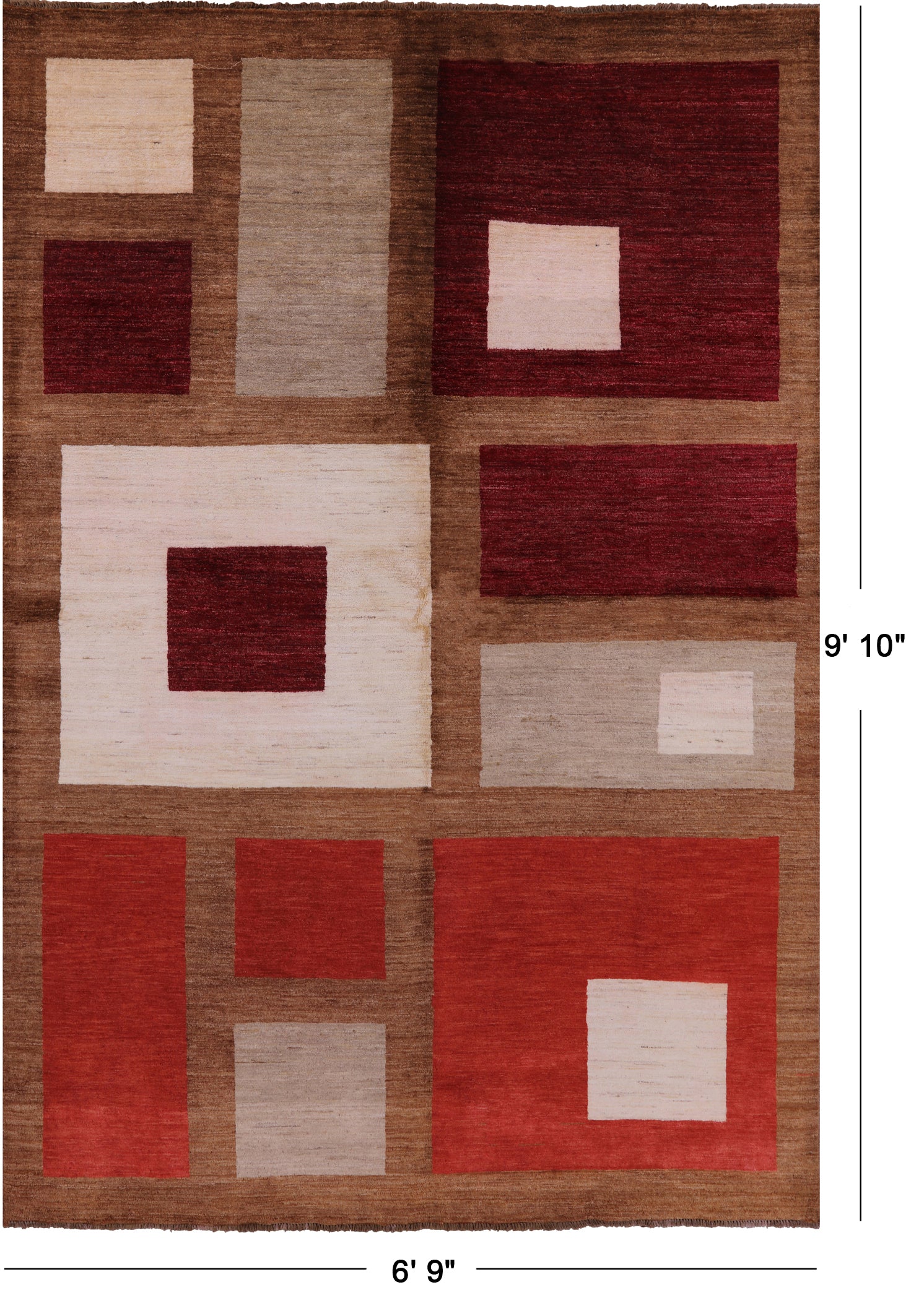 Persian Gabbeh Hand Knotted Wool Rug - 6' 9" X 9' 10" - Golden Nile
