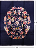 Navy Blue Floral Hand Knotted Wool Area Rug - 9' 0" X 12' 0" - Golden Nile