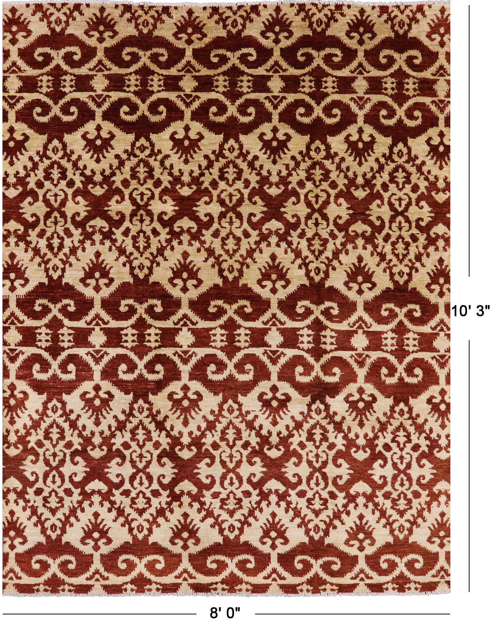 Ikat Handmade Wool Rug - 8' 0" X 10' 3" - Golden Nile