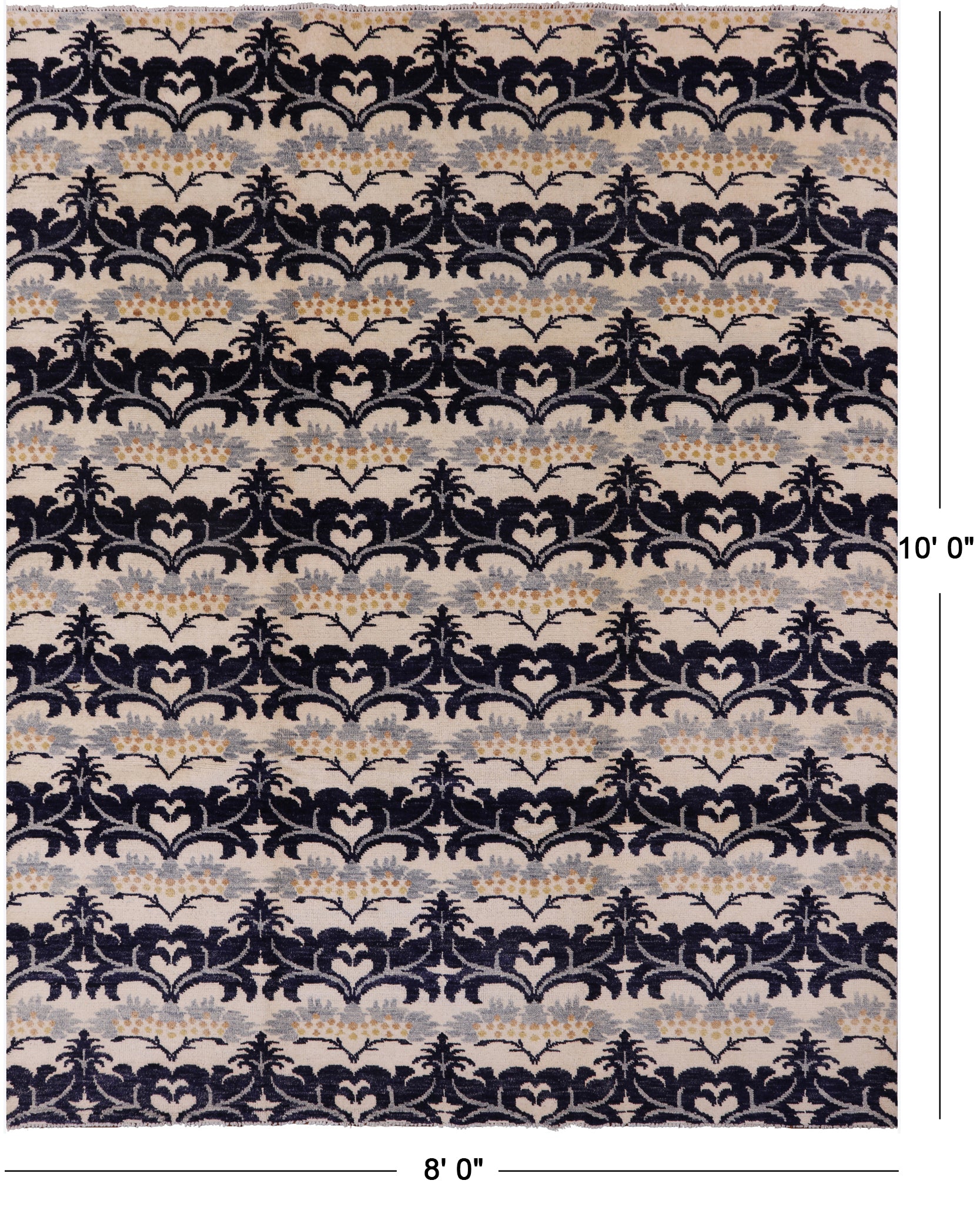 William Morris Hand Knotted Wool Rug - 8' 0" X 10' 0" - Golden Nile