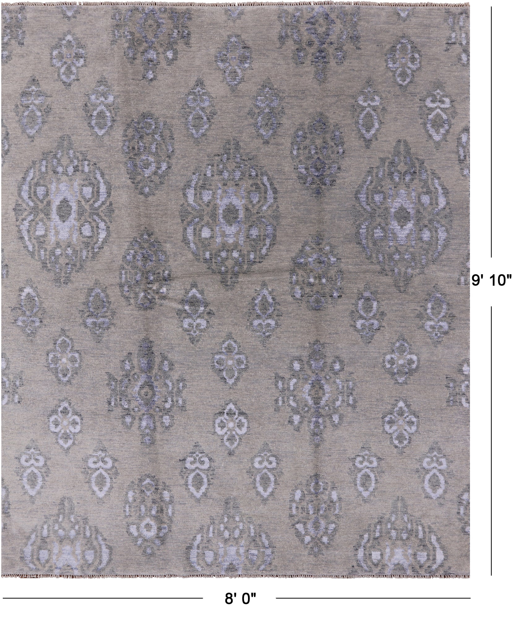 Grey Turkish Oushak Hand Knotted Wool & Silk Rug - 8' 0" X 9' 10" - Golden Nile