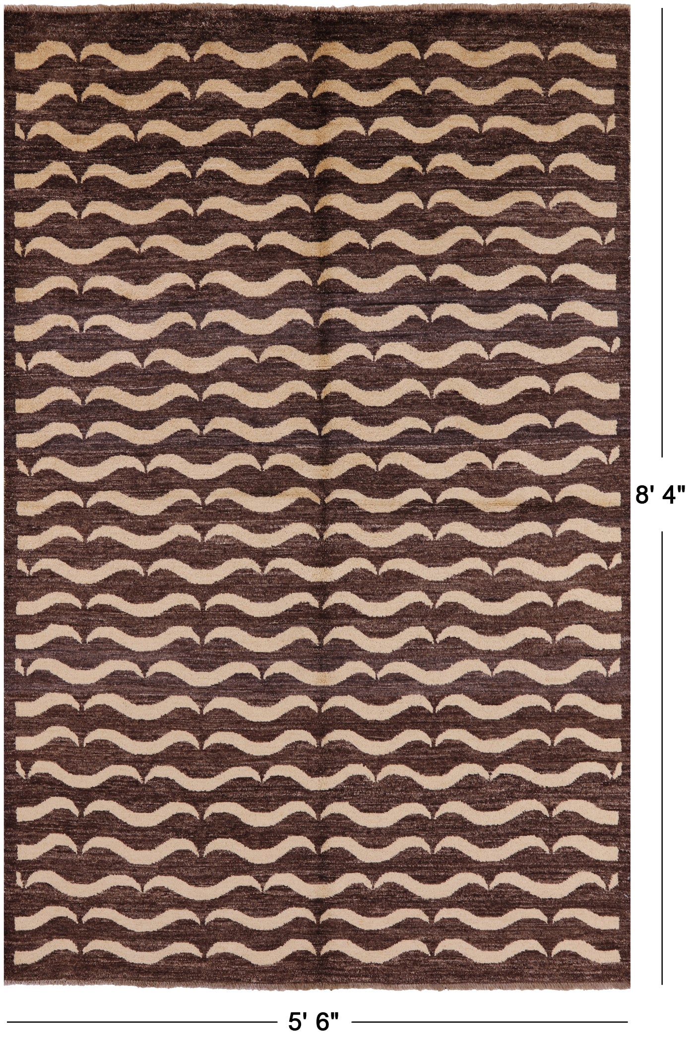 Brown Tribal Gabbeh Hand Knotted Wool Rug - 5' 6" X 8' 4" - Golden Nile